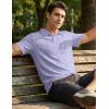 image:imageJMIERR Mens Polo Shirt Textured Knit Button Casual Short Sleeve Summer Vacation Beach Stretchy Golf ShirtsLight Purple