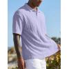 image:imageJMIERR Mens Polo Shirt Textured Knit Button Casual Short Sleeve Summer Vacation Beach Stretchy Golf ShirtsLight Purple