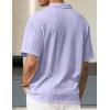 image:imageJMIERR Mens Polo Shirt Textured Knit Button Casual Short Sleeve Summer Vacation Beach Stretchy Golf ShirtsLight Purple