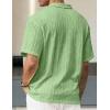 image:imageJMIERR Mens Polo Shirt Textured Knit Button Casual Short Sleeve Summer Vacation Beach Stretchy Golf ShirtsMint Green