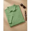 image:imageJMIERR Mens Polo Shirt Textured Knit Button Casual Short Sleeve Summer Vacation Beach Stretchy Golf ShirtsMint Green
