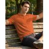image:imageJMIERR Mens Polo Shirt Textured Knit Button Casual Short Sleeve Summer Vacation Beach Stretchy Golf ShirtsOrange