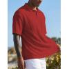 image:imageJMIERR Mens Polo Shirt Textured Knit Button Casual Short Sleeve Summer Vacation Beach Stretchy Golf ShirtsRuby Red