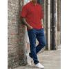 image:imageJMIERR Mens Polo Shirt Textured Knit Button Casual Short Sleeve Summer Vacation Beach Stretchy Golf ShirtsRuby Red