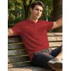 image:imageJMIERR Mens Polo Shirt Textured Knit Button Casual Short Sleeve Summer Vacation Beach Stretchy Golf ShirtsRuby Red
