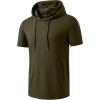 image:imageJMIERR Mens Short Sleeve Hoodie Cotton Hooded Tshirts Lightweight Solid Tops with PocketArmy Green