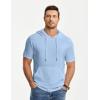 image:imageJMIERR Mens Short Sleeve Hoodie Cotton Hooded Tshirts Lightweight Solid Tops with PocketBaby Blue