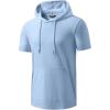 image:imageJMIERR Mens Short Sleeve Hoodie Cotton Hooded Tshirts Lightweight Solid Tops with PocketBaby Blue