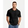image:imageJMIERR Mens Short Sleeve Hoodie Cotton Hooded Tshirts Lightweight Solid Tops with PocketBlack