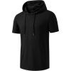 image:imageJMIERR Mens Short Sleeve Hoodie Cotton Hooded Tshirts Lightweight Solid Tops with PocketBlack