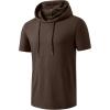 image:imageJMIERR Mens Short Sleeve Hoodie Cotton Hooded Tshirts Lightweight Solid Tops with PocketBrown