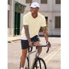 image:imageJMIERR Mens Short Sleeve Hoodie Cotton Hooded Tshirts Lightweight Solid Tops with PocketCream
