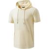 image:imageJMIERR Mens Short Sleeve Hoodie Cotton Hooded Tshirts Lightweight Solid Tops with PocketCream