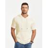 image:imageJMIERR Mens Short Sleeve Hoodie Cotton Hooded Tshirts Lightweight Solid Tops with PocketCream