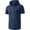 image:imageJMIERR Mens Short Sleeve Hoodie Cotton Hooded Tshirts Lightweight Solid Tops with PocketDark Blue