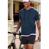image:imageJMIERR Mens Short Sleeve Hoodie Cotton Hooded Tshirts Lightweight Solid Tops with PocketDark Blue