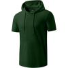image:imageJMIERR Mens Short Sleeve Hoodie Cotton Hooded Tshirts Lightweight Solid Tops with PocketDark Green