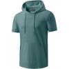 image:imageJMIERR Mens Short Sleeve Hoodie Cotton Hooded Tshirts Lightweight Solid Tops with PocketGrey Green