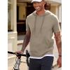 image:imageJMIERR Mens Short Sleeve Hoodie Cotton Hooded Tshirts Lightweight Solid Tops with PocketKhaki