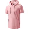 image:imageJMIERR Mens Short Sleeve Hoodie Cotton Hooded Tshirts Lightweight Solid Tops with PocketPink