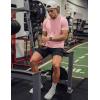 image:imageJMIERR Mens Short Sleeve Hoodie Cotton Hooded Tshirts Lightweight Solid Tops with PocketPink