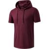image:imageJMIERR Mens Short Sleeve Hoodie Cotton Hooded Tshirts Lightweight Solid Tops with PocketRed