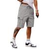 image:imageJMIERR Mens Casual Stretch Cargo Shorts Classic Drawstring Elastic Waist Summer Work Short with Multi PocketsGrey