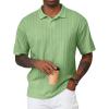 image:imageJMIERR Mens Polo Shirt Textured Knit Button Casual Short Sleeve Summer Vacation Beach Stretchy Golf ShirtsMint Green