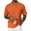 image:imageJMIERR Mens Polo Shirt Textured Knit Button Casual Short Sleeve Summer Vacation Beach Stretchy Golf ShirtsOrange