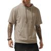 image:imageJMIERR Mens Short Sleeve Hoodie Cotton Hooded Tshirts Lightweight Solid Tops with PocketKhaki