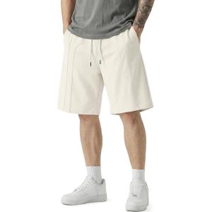 image:imageJMIERR Mens Baggy Sweat Shorts Lightweight Cotton Under Knee Casual Drawstring Lounge Workout Gym ShortsBeige