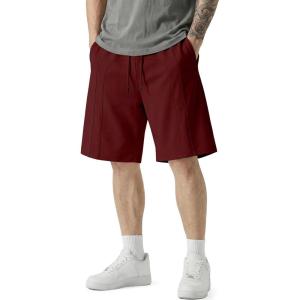 image:imageJMIERR Mens Baggy Sweat Shorts Lightweight Cotton Under Knee Casual Drawstring Lounge Workout Gym ShortsRed
