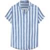 image:imageJMIERR Mens Casual Stylish Short Sleeve ButtonUp Striped Dress Shirt Cotton Beach Shirts1 Sky Blue Stripe
