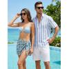 image:imageJMIERR Mens Casual Stylish Short Sleeve ButtonUp Striped Dress Shirt Cotton Beach Shirts1 Sky Blue Stripe