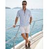 image:imageJMIERR Mens Casual Stylish Short Sleeve ButtonUp Striped Dress Shirt Cotton Beach Shirts1 Sky Blue Stripe