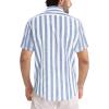 image:imageJMIERR Mens Casual Stylish Short Sleeve ButtonUp Striped Dress Shirt Cotton Beach Shirts1 Sky Blue Stripe