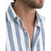 image:imageJMIERR Mens Casual Stylish Short Sleeve ButtonUp Striped Dress Shirt Cotton Beach Shirts1 Sky Blue Stripe