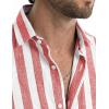 image:imageJMIERR Mens Casual Stylish Short Sleeve ButtonUp Striped Dress Shirt Cotton Beach ShirtsA Red