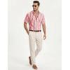 image:imageJMIERR Mens Casual Stylish Short Sleeve ButtonUp Striped Dress Shirt Cotton Beach ShirtsA Red