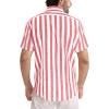 image:imageJMIERR Mens Casual Stylish Short Sleeve ButtonUp Striped Dress Shirt Cotton Beach ShirtsA Red