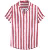 image:imageJMIERR Mens Casual Stylish Short Sleeve ButtonUp Striped Dress Shirt Cotton Beach ShirtsA Red