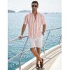 image:imageJMIERR Mens Casual Stylish Short Sleeve ButtonUp Striped Dress Shirt Cotton Beach ShirtsA1 Pink