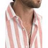 image:imageJMIERR Mens Casual Stylish Short Sleeve ButtonUp Striped Dress Shirt Cotton Beach ShirtsA1 Pink
