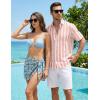 image:imageJMIERR Mens Casual Stylish Short Sleeve ButtonUp Striped Dress Shirt Cotton Beach ShirtsA1 Pink