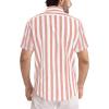 image:imageJMIERR Mens Casual Stylish Short Sleeve ButtonUp Striped Dress Shirt Cotton Beach ShirtsA1 Pink