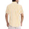 image:imageJMIERR Mens Casual Stylish Short Sleeve ButtonUp Striped Dress Shirt Cotton Beach ShirtsA1 Yellow