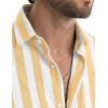 image:imageJMIERR Mens Casual Stylish Short Sleeve ButtonUp Striped Dress Shirt Cotton Beach ShirtsA1 Yellow
