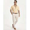 image:imageJMIERR Mens Casual Stylish Short Sleeve ButtonUp Striped Dress Shirt Cotton Beach ShirtsA1 Yellow