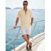 image:imageJMIERR Mens Casual Stylish Short Sleeve ButtonUp Striped Dress Shirt Cotton Beach ShirtsA1 Yellow