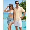 image:imageJMIERR Mens Casual Stylish Short Sleeve ButtonUp Striped Dress Shirt Cotton Beach ShirtsA1 Yellow